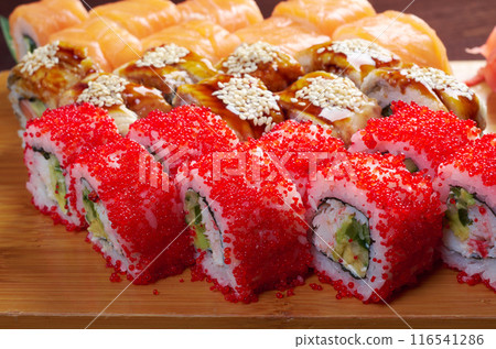 set of japanese sushi. set of japanese sushi. 116541286