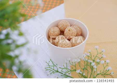 round cake filled with green beans as a background round cake filled with green beans as a background 116541493