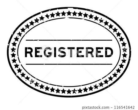 Grunge black registered word oval seal stamp on white background Grunge black registered word oval seal stamp on white background 116541642
