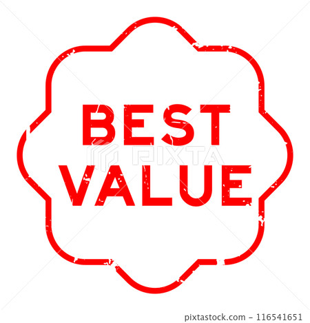Grunge red best value word rubber seal stamp on white background 116541651