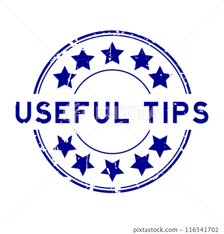 Grunge blue useful tips word with star icon round rubber seal stamp on white background Grunge blue useful tips word with star icon round rubber seal stamp on white background 116541702