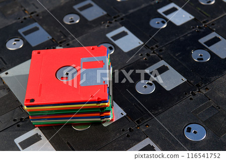 A Stack of vintage floppy disks A Stack of vintage floppy disks 116541752