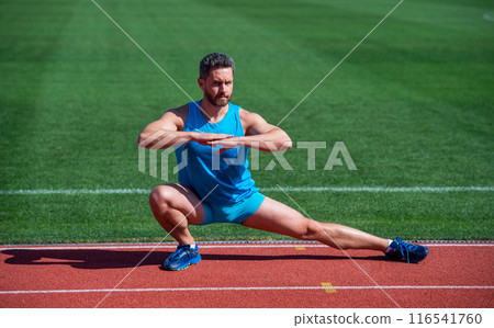 Never give up. sport success. male athlete do morning exercise. warm up workout. sportsman flex muscles outdoor. muscular guy do stretching. man in yoga pose. sports and healthy lifestyle routine Never give up. sport success. male athlete do morning exercise. warm up workout. sportsman flex muscles outdoor. muscular guy do stretching. man in yoga pose. sports and healthy lifestyle routine 116541760