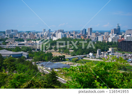 Sendai city as seen from the ruins of Sendai Castle Sendai city as seen from the ruins of Sendai Castle 116541955