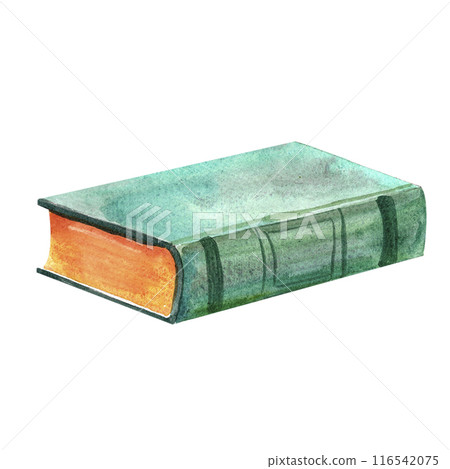 An ancient book with a worn cover hand-painted in vintage style watercolor object isolated on a white background. Interior decor and wall art on retro themes, travel, libraries, books, museums An ancient book with a worn cover hand-painted in vintage style watercolor object isolated on a white background. Interior decor and wall art on retro themes, travel, libraries, books, museums 116542075