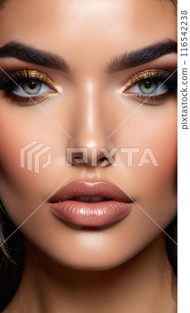 Grace a stunning model with high cheekbones and full lips posing seductively 116542238