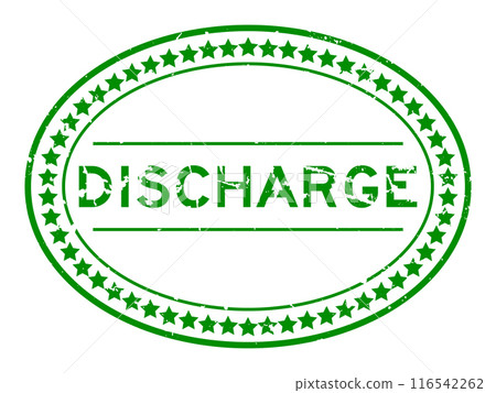 Grunge green discharge word oval rubber seal stamp on white background Grunge green discharge word oval rubber seal stamp on white background 116542262