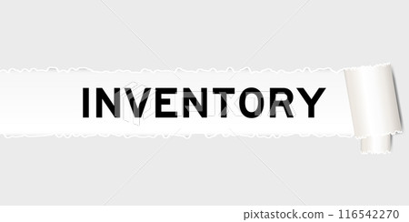 Ripped gray paper background that have word inventory under torn part 116542270