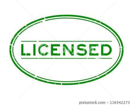 Grunge green licensed word oval rubber seal stamp on white background Grunge green licensed word oval rubber seal stamp on white background 116542273