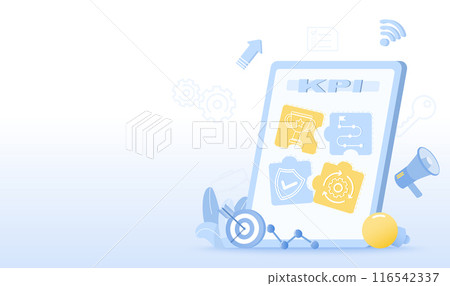 Business ideas and KPI (key performance indicators) concept. Marketing plans, financial strategy, growth, increase, data analysis, management, improvement and development for business success.  116542337