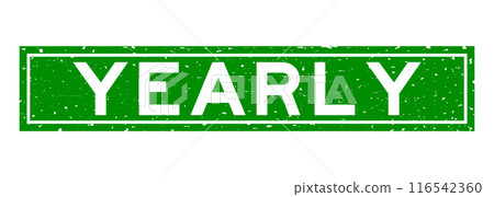Grunge green yearly word square rubber seal stamp on white background Grunge green yearly word square rubber seal stamp on white background 116542360