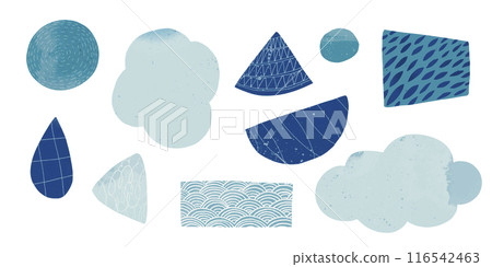 Blue abstract shapes, japanese pattern tape, organic figures and stickers for collages and scrapbook design Blue abstract shapes, japanese pattern tape, organic figures and stickers for collages and scrapbook design 116542463