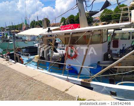 Rimini, Italy - Local fishing boats at summer Rimini, Italy - Local fishing boats at summer 116542466