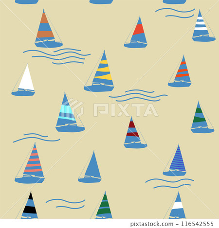 Yacht marine seamless pattern, vector illustration 116542555