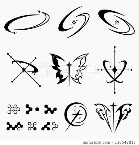 Vector set of Y2K Retro element. streetwear element for clothing design 116542815