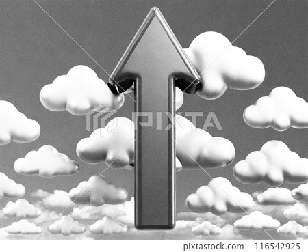 Rising arrow. AI generated image. Monochrome. 116542925