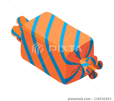 Gift box icon. Pastel colors wrapping design. Vector holiday present box, surprise element, celebration design symbol isolated on white background Gift box icon. Pastel colors wrapping design. Vector holiday present box, surprise element, celebration design symbol isolated on white background 116542953