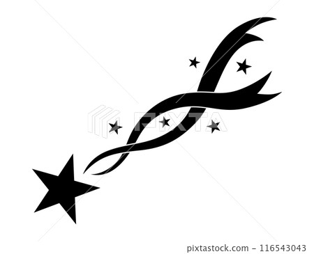 Shooting star icon. Falling meteorite or comet. Comet tail or star trail vector illustration isolated on white background 116543043