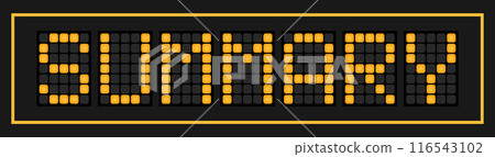 Orange color led banner in word summary on black background 116543102