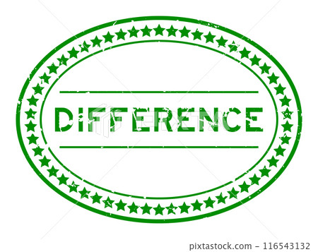 Grunge green difference word oval rubber seal stamp on white background 116543132
