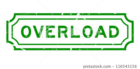 Grunge green overload word rubber seal stamp on white background 116543158