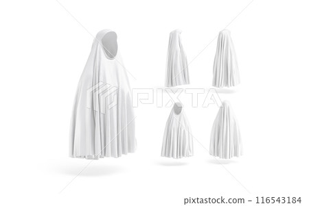 Blank white female chador mockup, different views Blank white female chador mockup, different views 116543184
