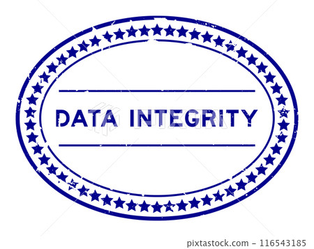 Grunge blue data integrity word oval rubber seal stamp on white background Grunge blue data integrity word oval rubber seal stamp on white background 116543185
