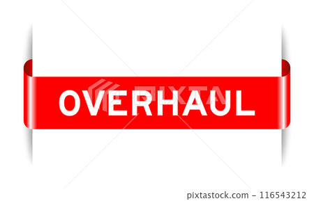 Red color inserted label banner with word overhaul on white background Red color inserted label banner with word overhaul on white background 116543212