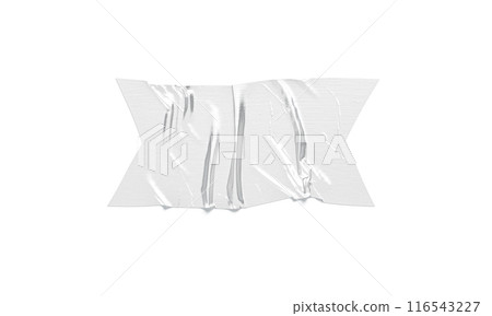 Blank white rectangle cut adhesive crumpled tape mockup, top view 116543227