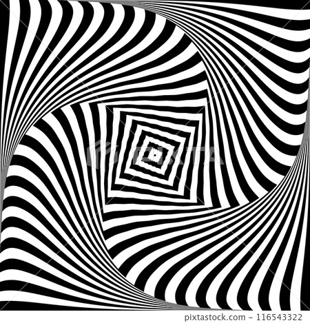 Whirl Rotating Motion in Abstract Op Art Design. 3D Illusion. 116543322