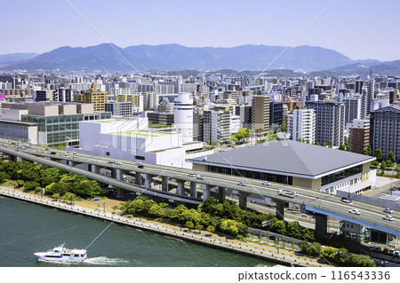 Hakata cityscape as seen from Hakata Port Tower 116543336