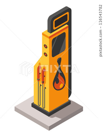 Isometric fuel pump illustration for gas station or transportation projects, with vector graphics Isometric fuel pump illustration for gas station or transportation projects, with vector graphics 116543782