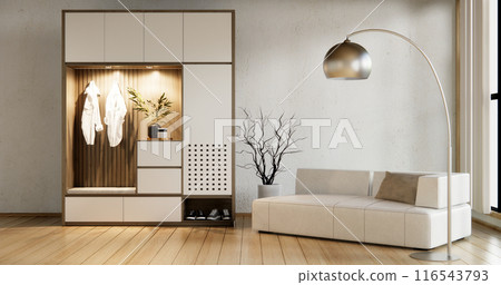 Mini sofa armchair on interior design,zen modern living room Japanese style. 116543793