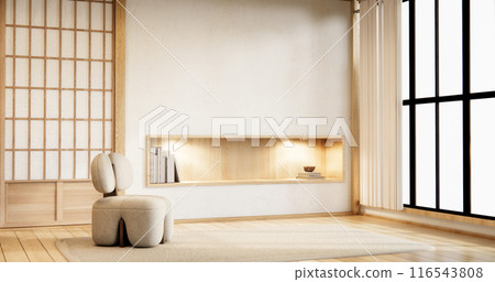 Mini sofa armchair on interior design,zen modern living room Japanese style. 116543808