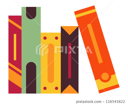 Various books, stack of books, notebooks. Set for book lovers. Read more books. Hand drawn educational vector illustration. Flat design style 116543822