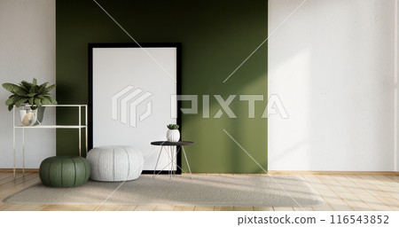 Minimalist Green Living Room Interior Design have sofa modern and decoration. 116543852