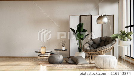 Cabinet shelves on wall design room with decoration and sofa. Cabinet shelves on wall design room with decoration and sofa. 116543874
