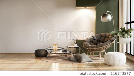 Minimalist Green Living Room Interior Design have sofa modern and decoration. 116543877