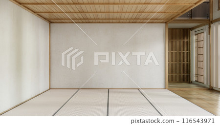 Nihon room design interior with door paper and tatami mat floor room japanese style. 116543971