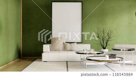 Sofa japanese on room japan tropical desing and tatami mat floor. Sofa japanese on room japan tropical desing and tatami mat floor. 116543984