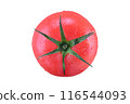 Medium-sized tomato, photographed from directly above, cut out 116544093