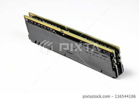 The couple of DDR4 memory, High performance DDR RAM module for computer server and workstation isolated on white background. 116544186