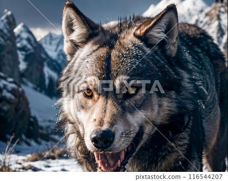 dog on the snow dog on the snow 116544207