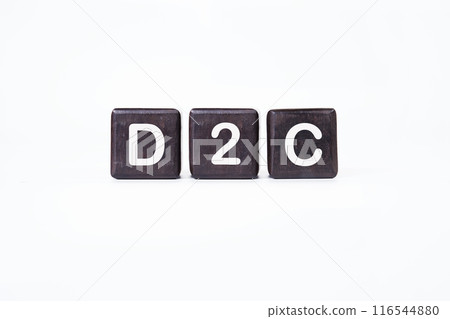 D2C short for Direct to Consume D2C word written on dark cubes on a white background D2C short for Direct to Consume D2C word written on dark cubes on a white background 116544880