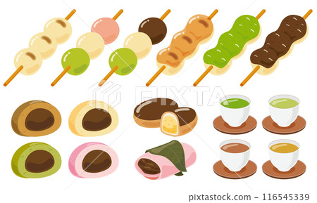 各種日本甜點的插圖集 116545339