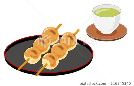 Mitarashi dumplings and tea Mitarashi dumplings and tea 116545340