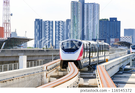 The pink monorail Mass Transit System serving in the Metropolitan Region. 116545372
