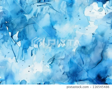Blue watercolor background. Watercolor backdrop with brushes smears on white paper background as watercolor background with copy space. 116545486