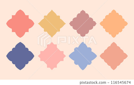 Oriental shape gift, sale, discount tag, logo template, muslim greeting card frame, kraft paper, cardboard die cut knife pattern, background. Oriental shape gift, sale, discount tag, logo template, muslim greeting card frame, kraft paper, cardboard die cut knife pattern, background. 116545674