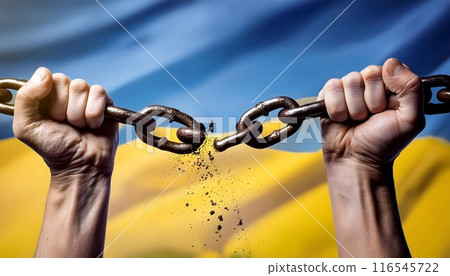 Two Hands Holding Chain With Flag in Background Two Hands Holding Chain With Flag in Background 116545722